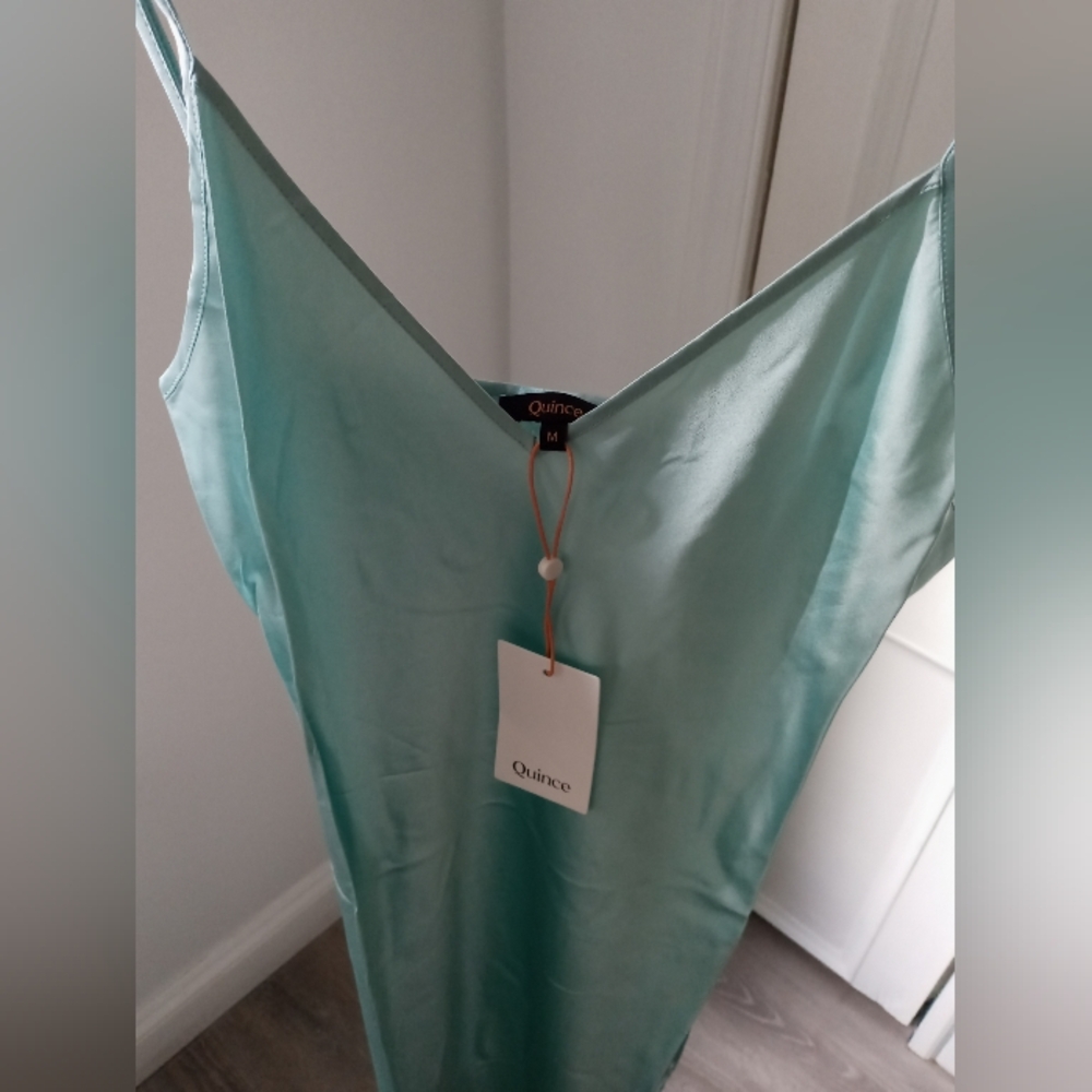 Quince 100% Silk Slip Dress. Aqua Blue. Medium. Washable. Perfect Condition. - Picture 10 of 17